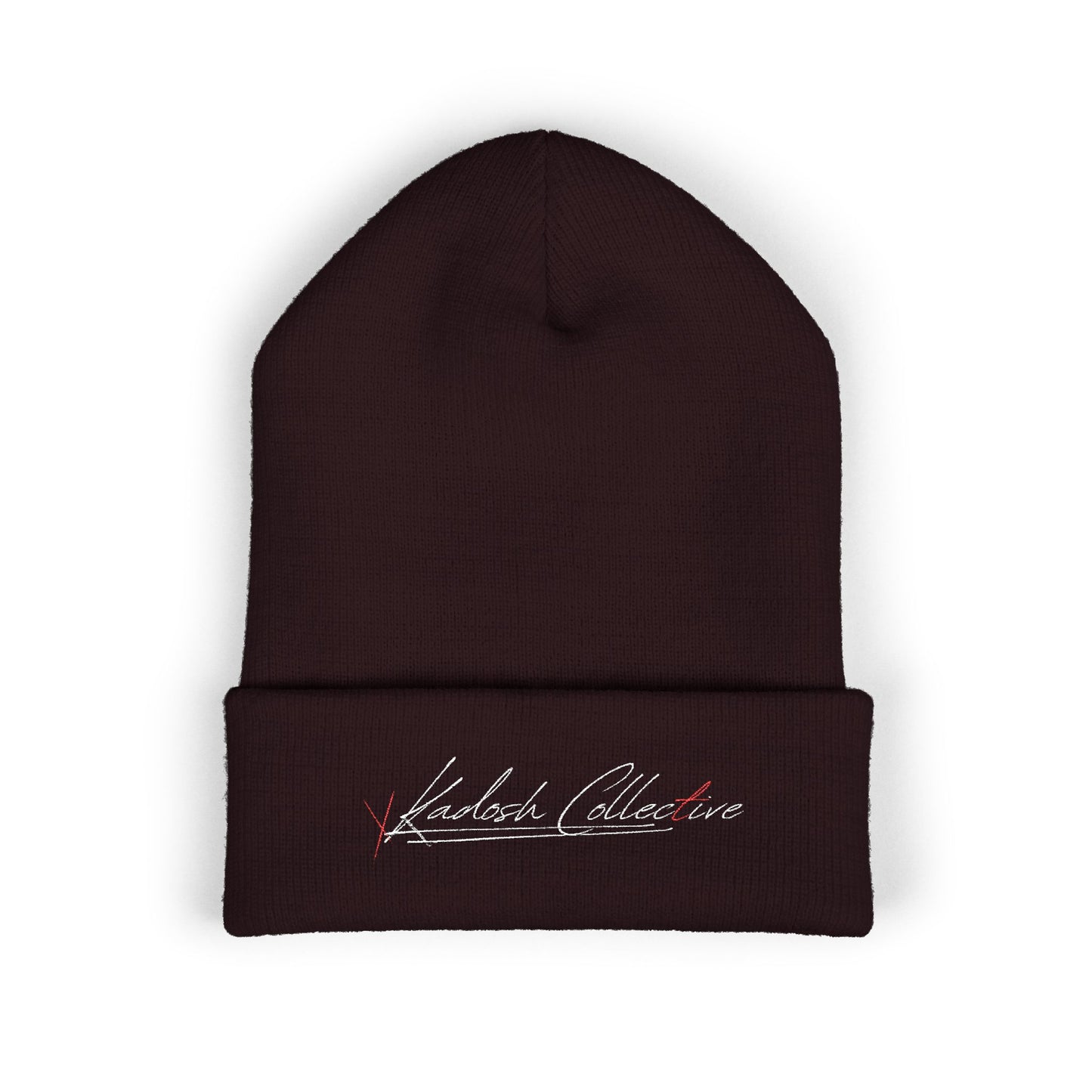 Embroidered Cuffed Beanie — Yellow Signature Script Knit Hat