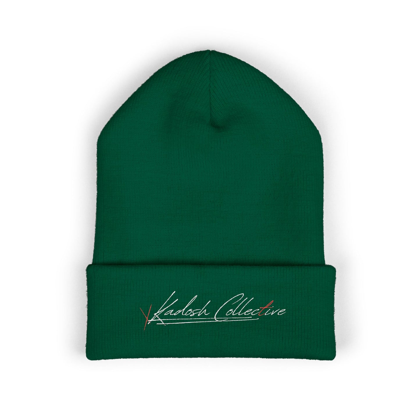 Embroidered Cuffed Beanie — Yellow Signature Script Knit Hat