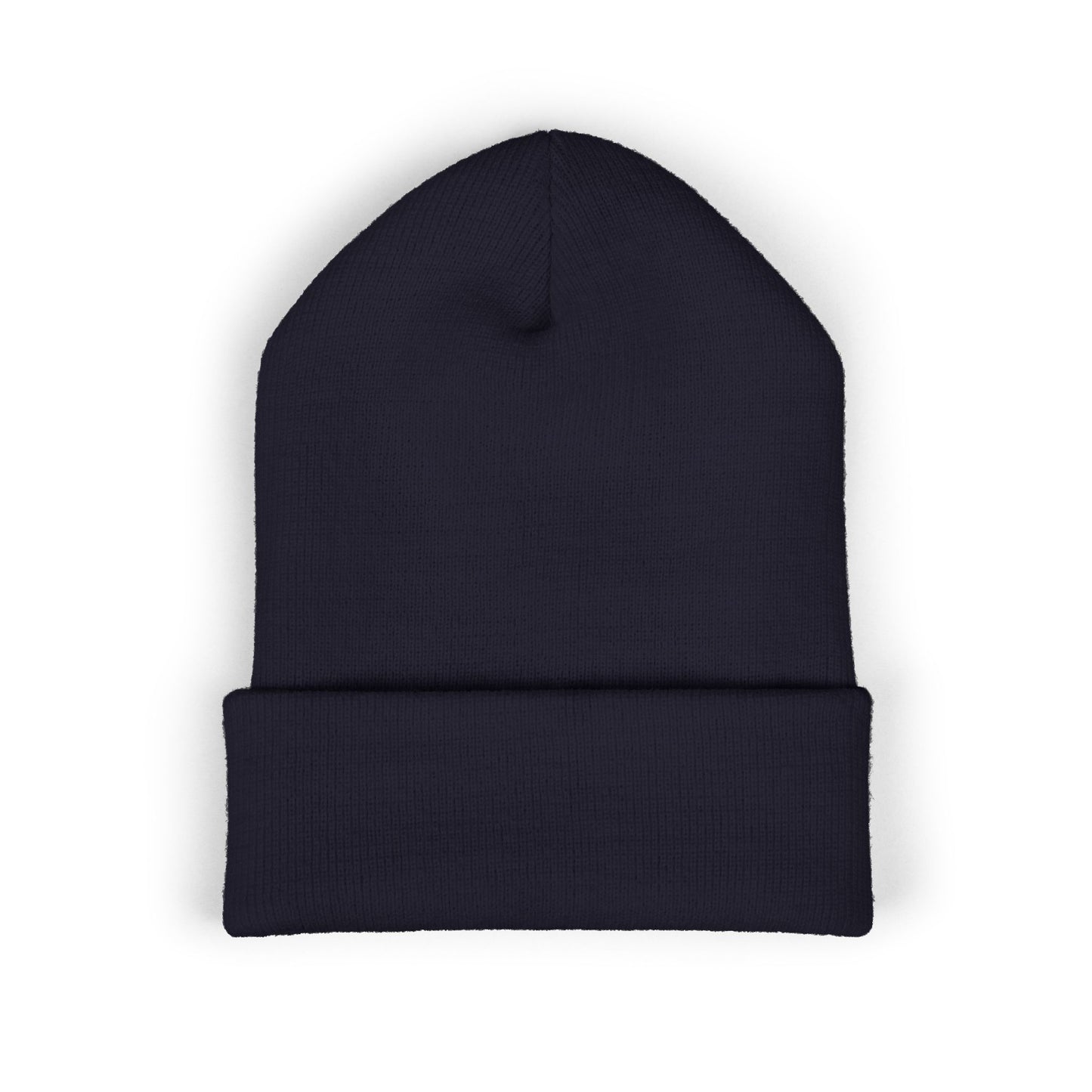 Embroidered Cuffed Beanie — Yellow Signature Script Knit Hat