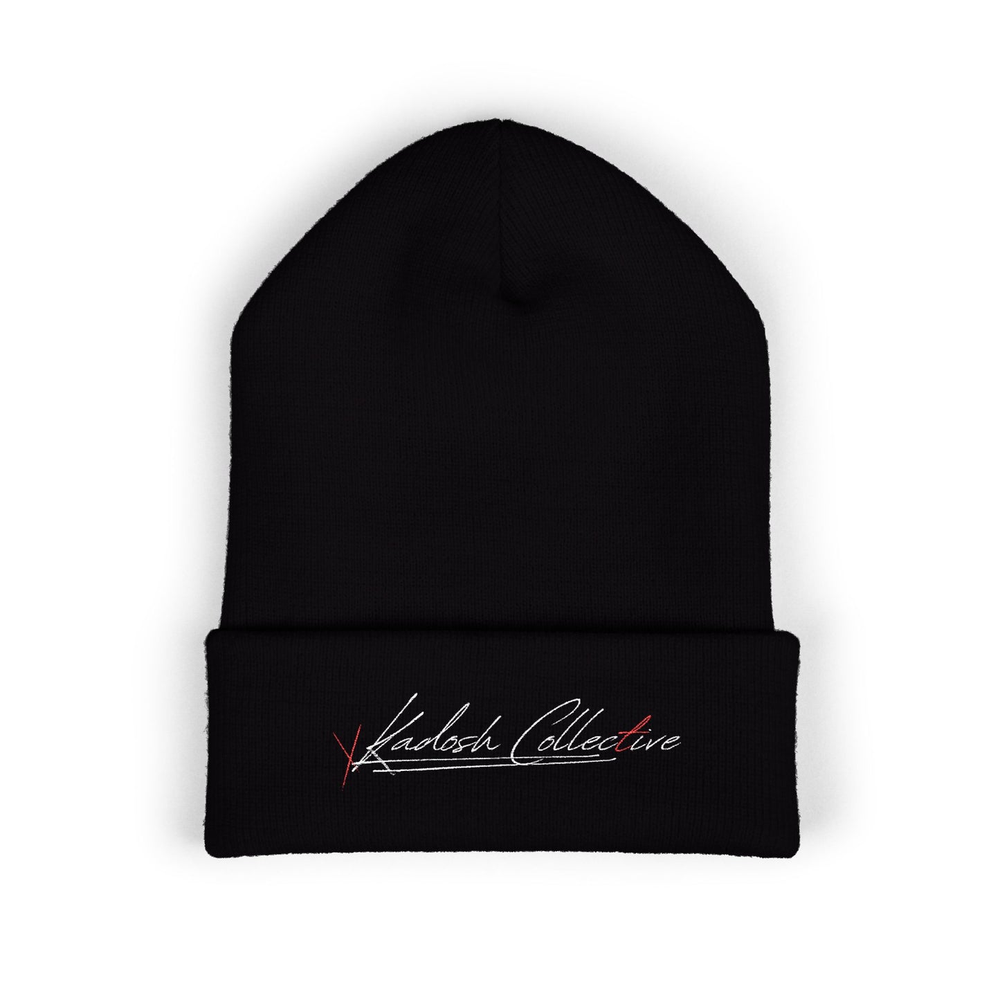 Embroidered Cuffed Beanie — Yellow Signature Script Knit Hat