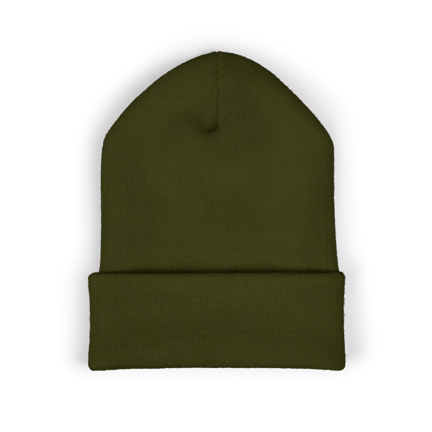 Embroidered Cuffed Beanie — Yellow Signature Script Knit Hat