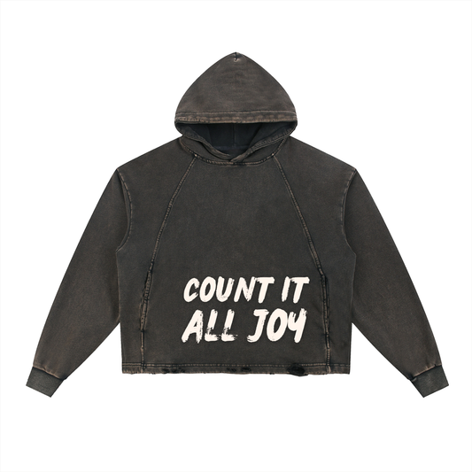 Vintage Washed Frayed-Hem Hoodie