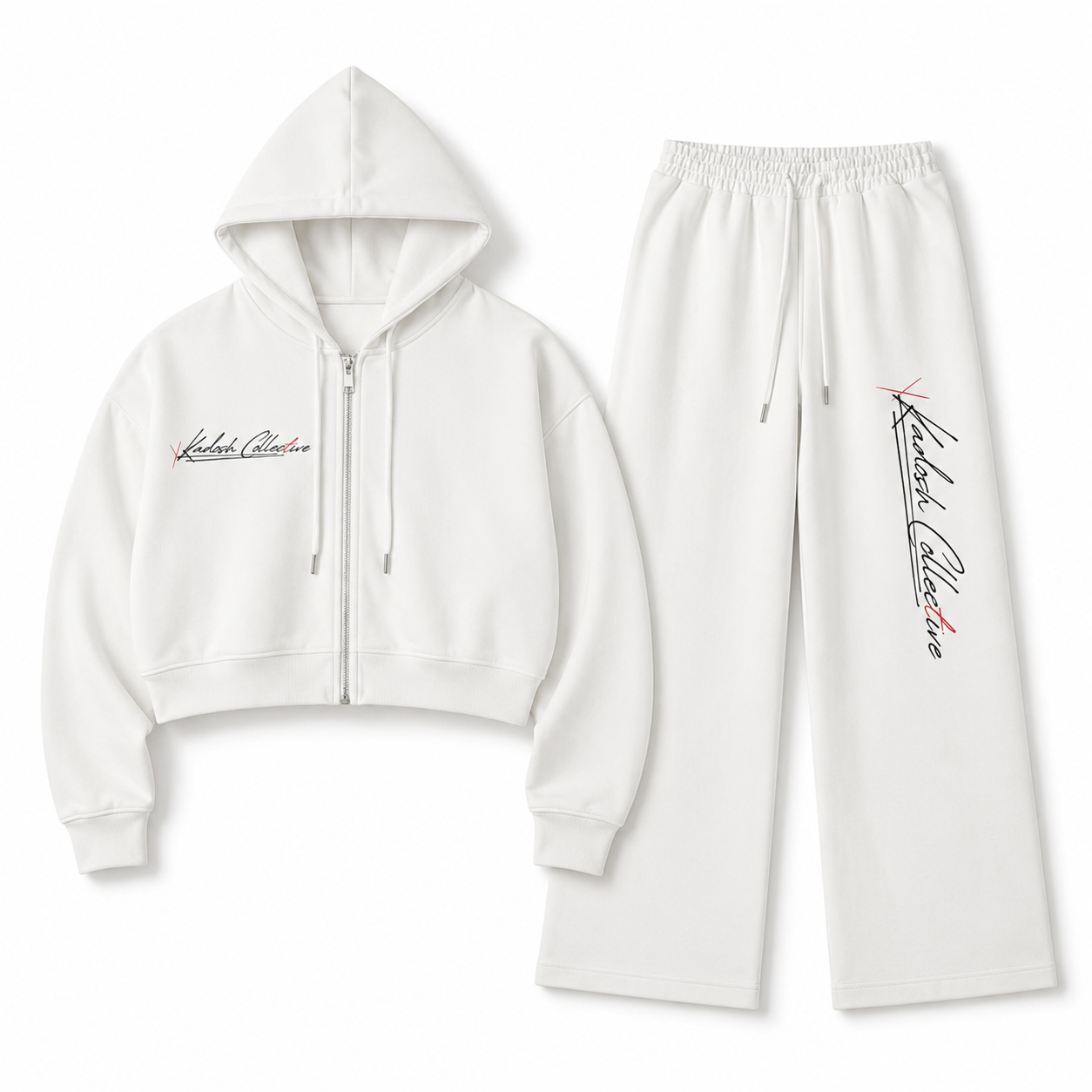 "Kadosh Collective" Essential Cropped Hoodie Set - Light Colors