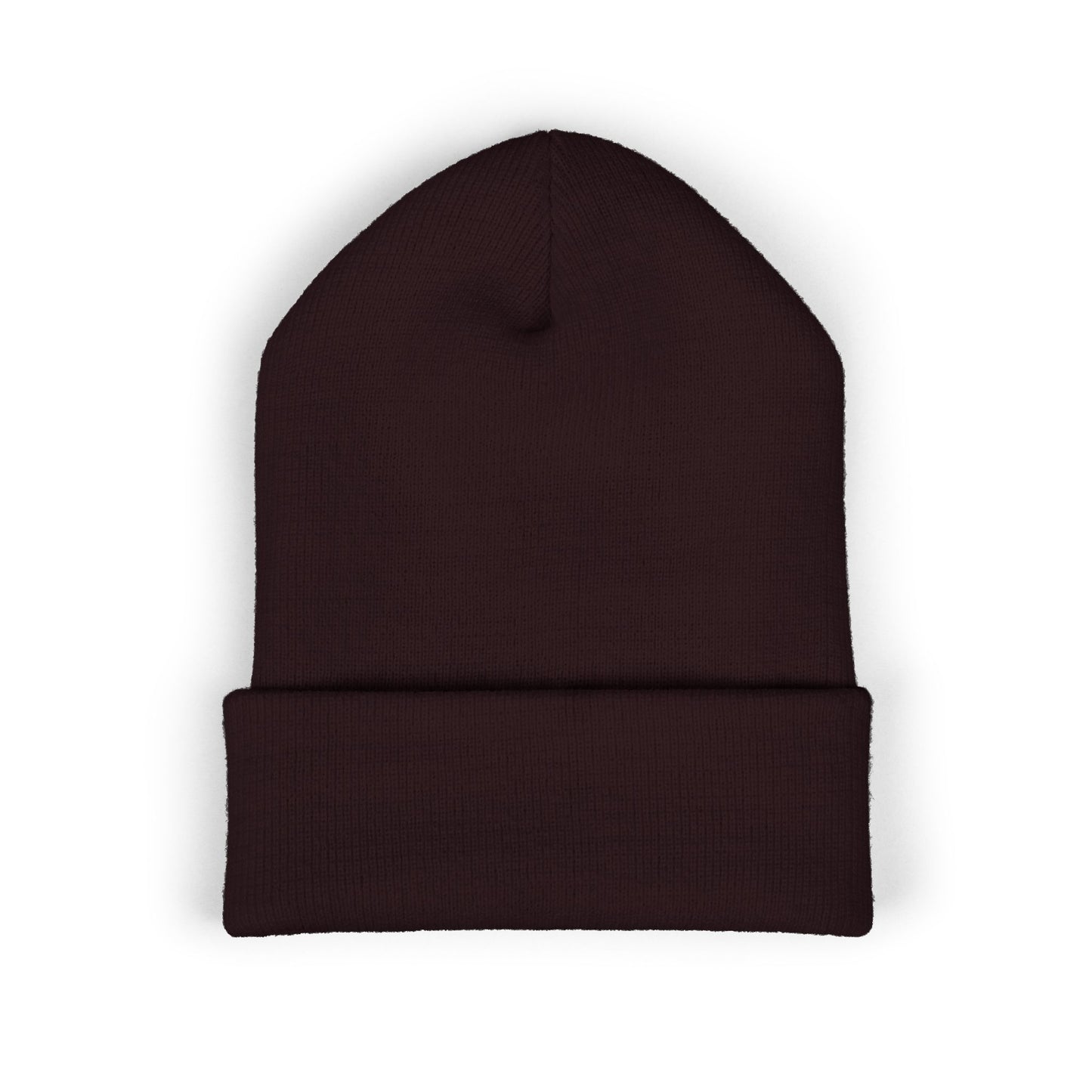 Embroidered Cuffed Beanie — Yellow Signature Script Knit Hat