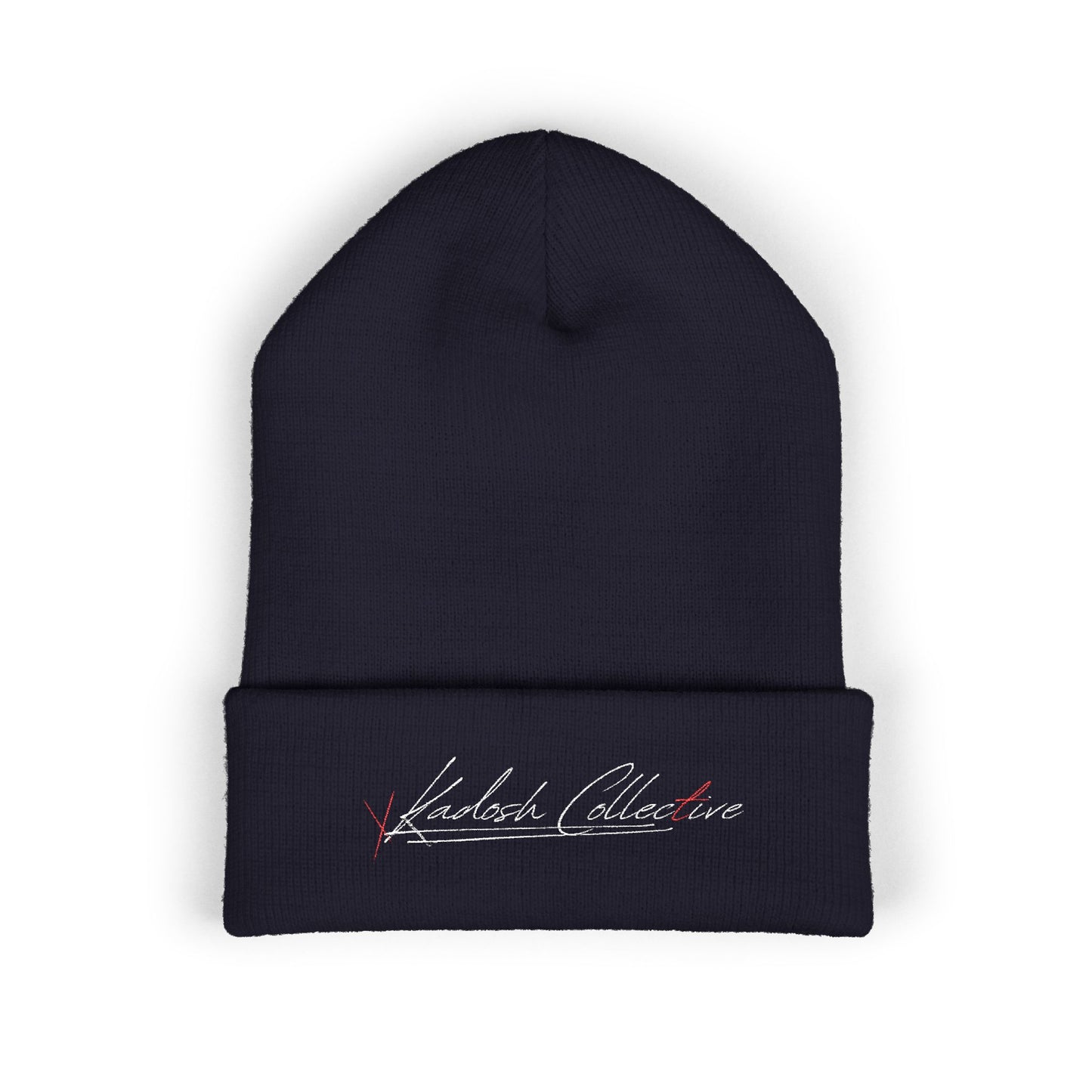 Embroidered Cuffed Beanie — Yellow Signature Script Knit Hat