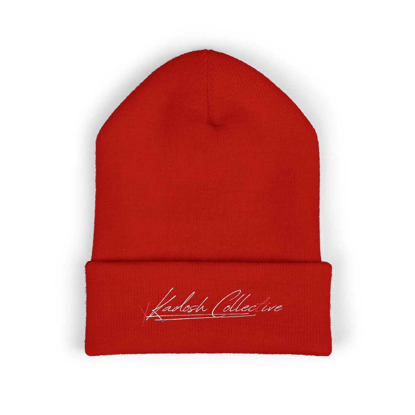 Embroidered Cuffed Beanie — Yellow Signature Script Knit Hat