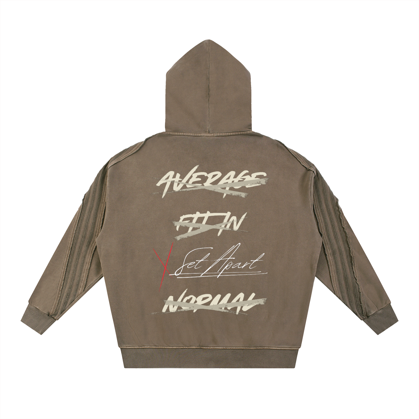 KC Set apart Light Gray Snow Washed Tape Raw Edge Zip Hoodie
