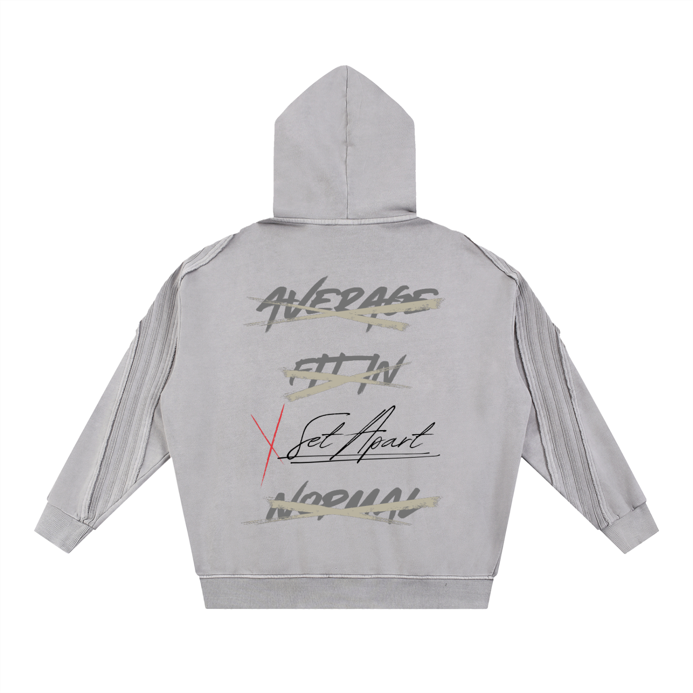 KC Set apart Light Gray Snow Washed Tape Raw Edge Zip Hoodie