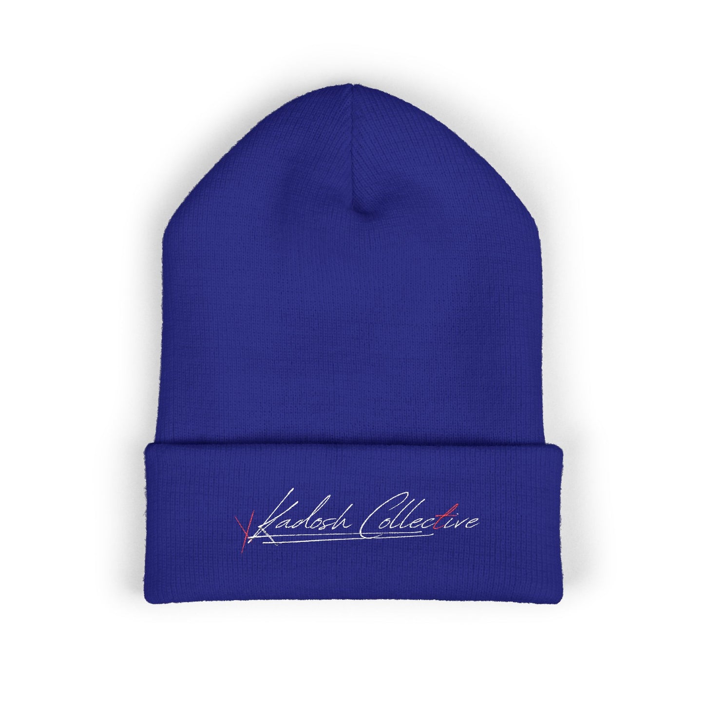 Embroidered Cuffed Beanie — Yellow Signature Script Knit Hat