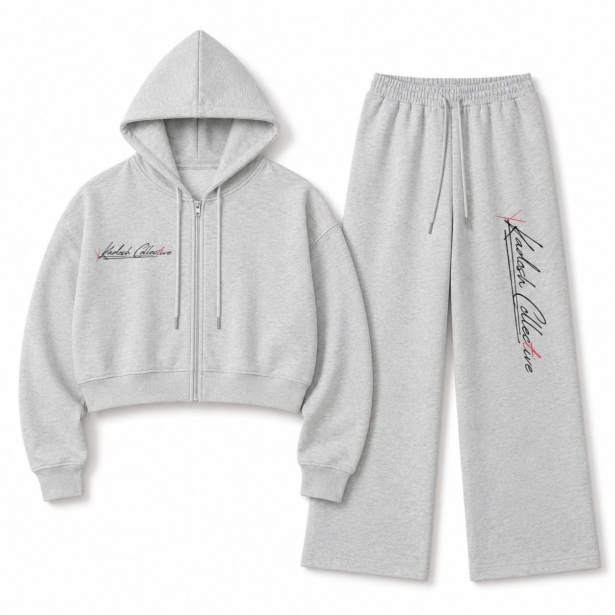 "Kadosh Collective" Essential Cropped Hoodie Set - Light Colors