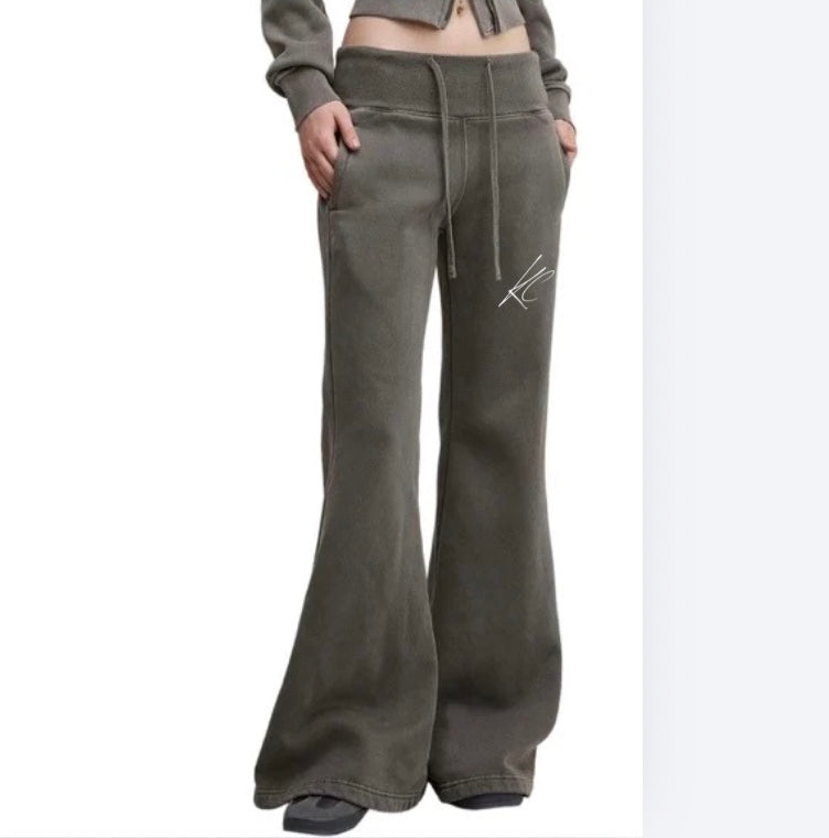 KC Vintage Washed Flared Fleece Pants