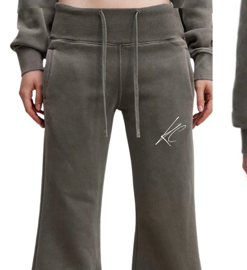 KC Vintage Washed Flared Fleece Pants