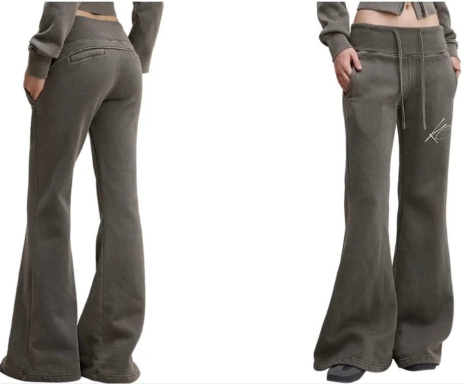 KC Vintage Washed Flared Fleece Pants