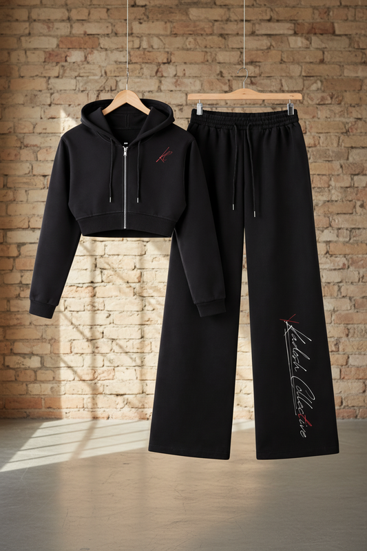 Kadosh Collective women's black crop matching set