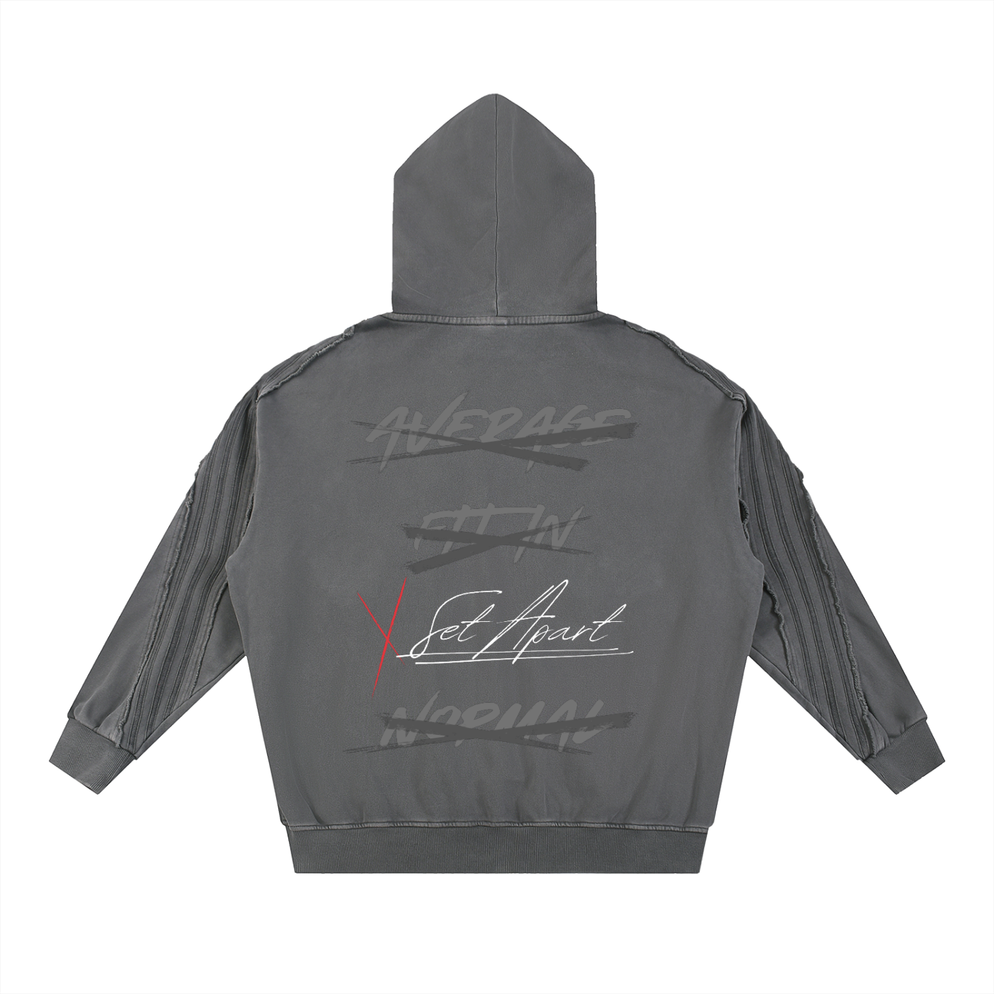KC Set apart Light Gray Snow Washed Tape Raw Edge Zip Hoodie