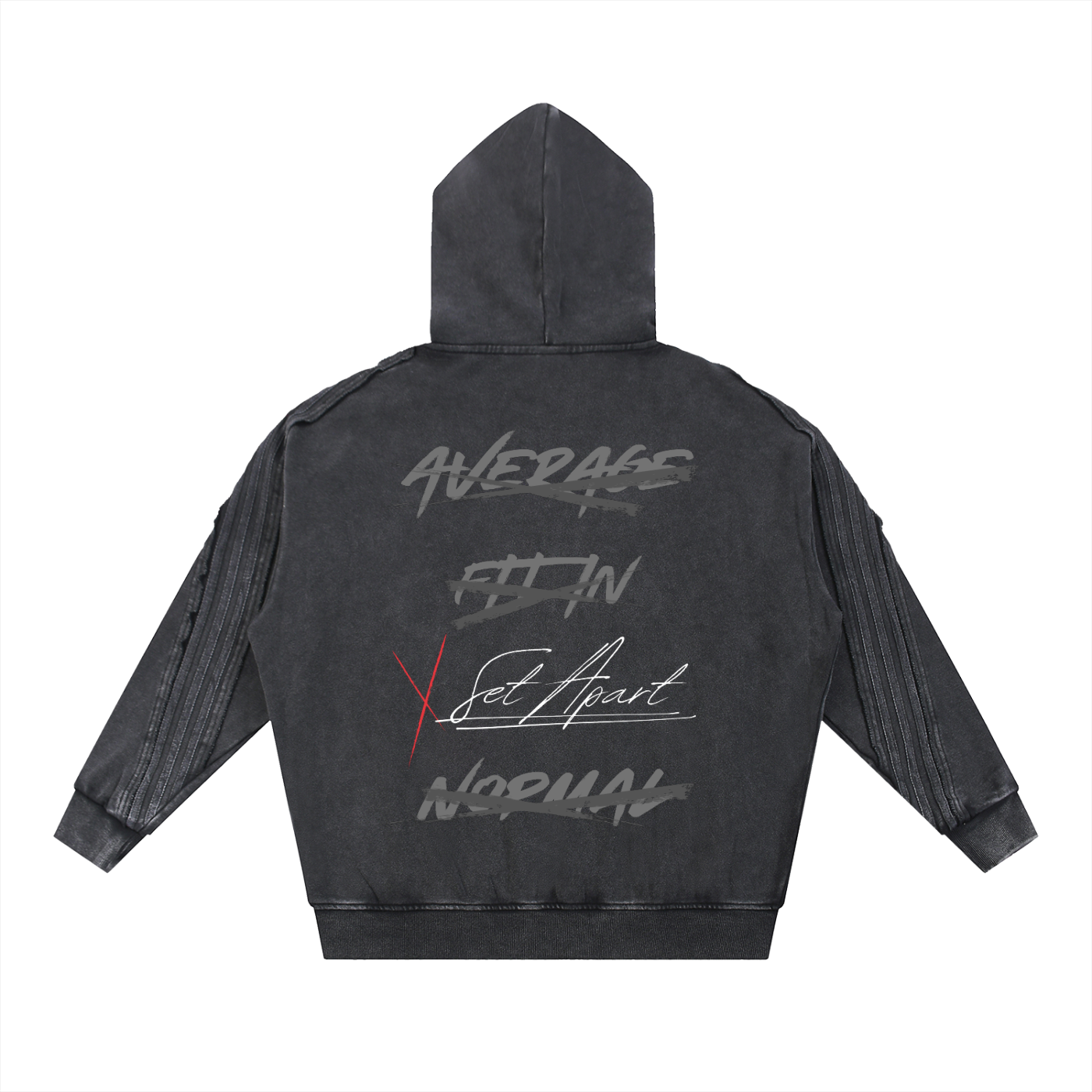 KC Set apart Light Gray Snow Washed Tape Raw Edge Zip Hoodie
